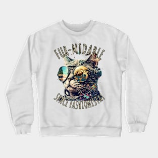 Fur-Midable Space Fashionista Space cat Crewneck Sweatshirt